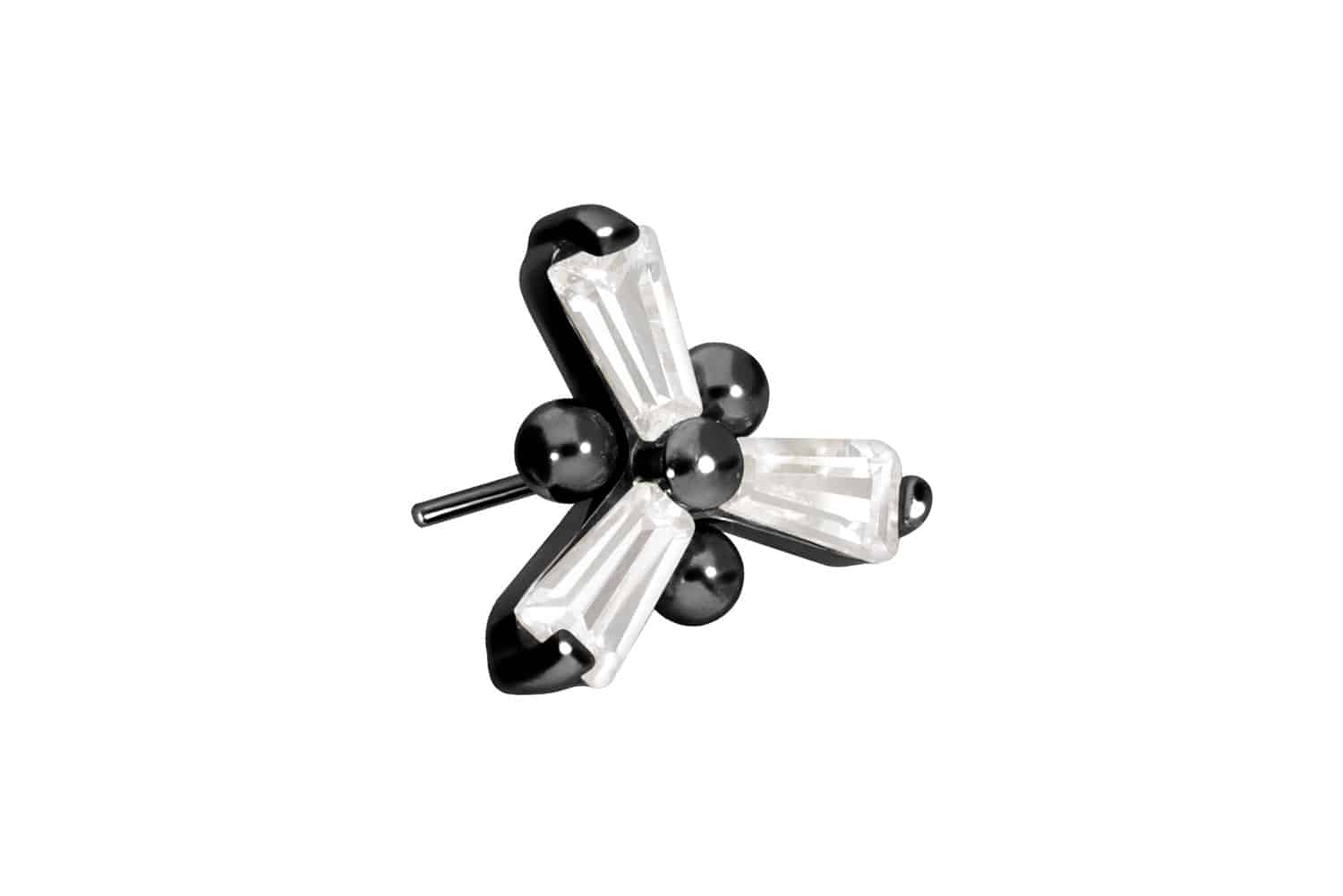 Titan Aufsatz mit Push Pin KRISTALLBLUME von Piercingline